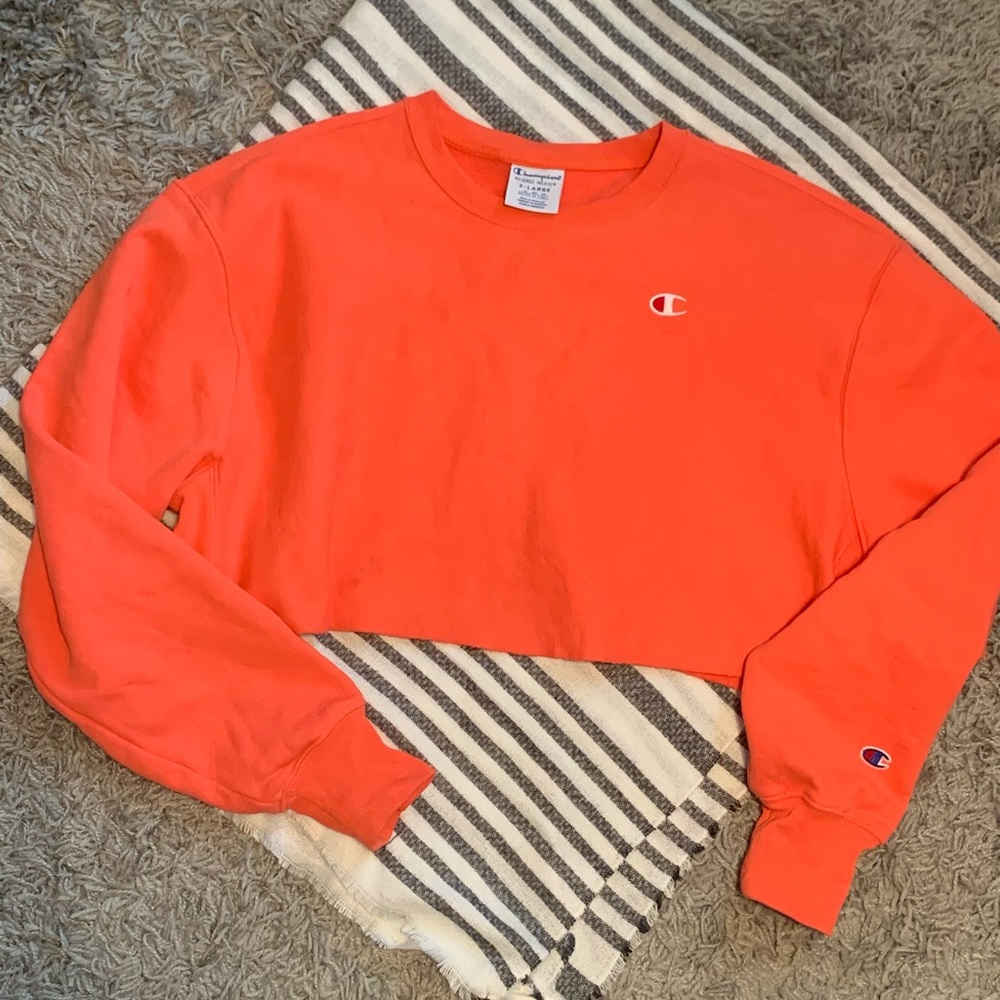 Champion Coral Cropped Sweatshirt Size XL